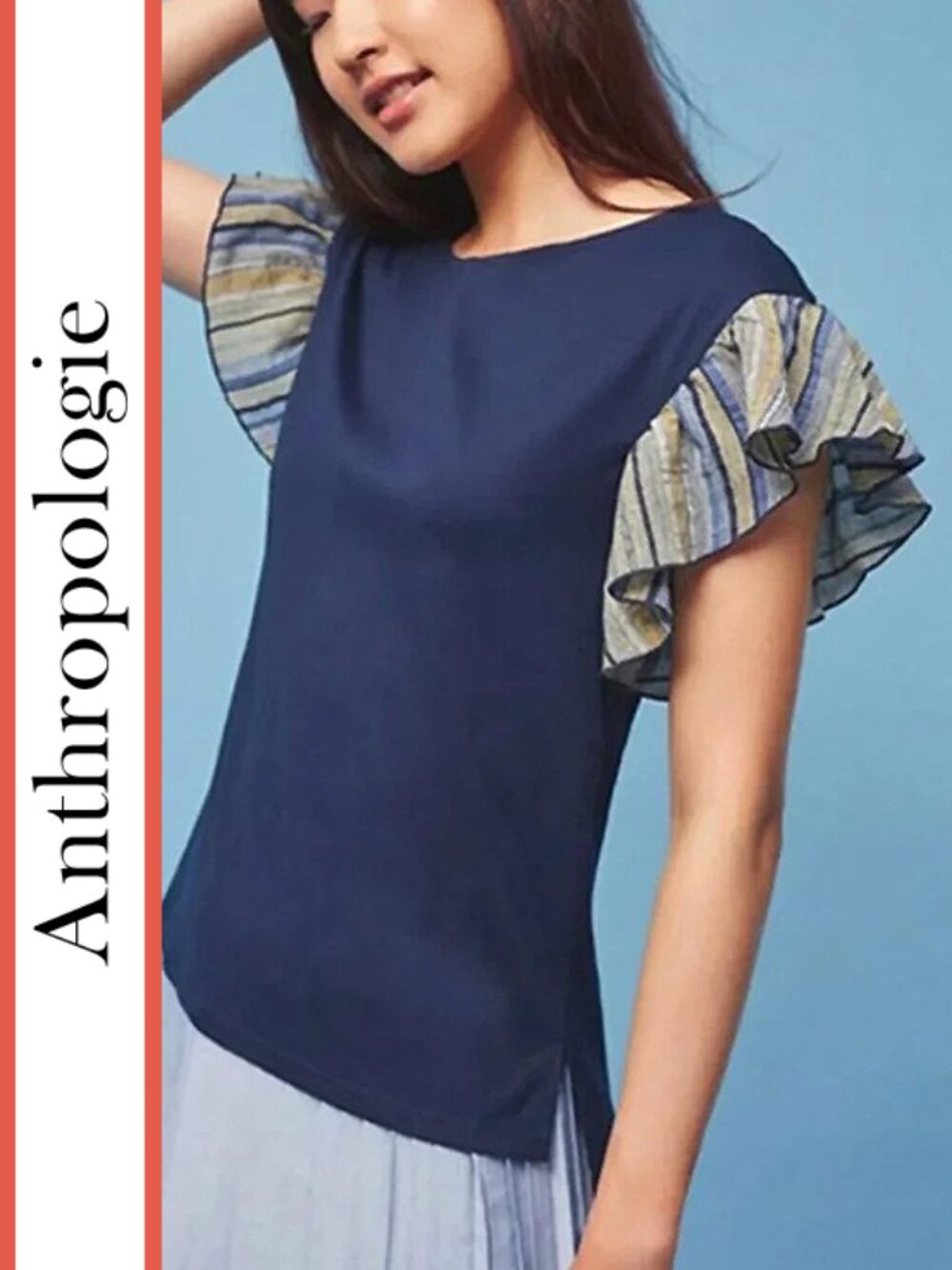 Anthropologie/Postmark | 'Seafarer' Cotton Ruffle Sleeve Tee Top